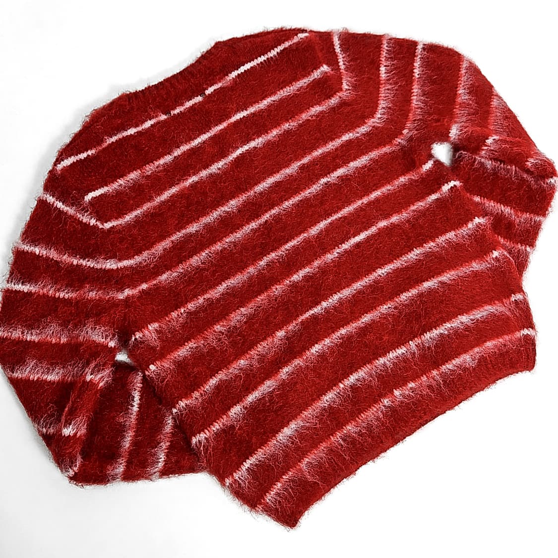 Yosu 웨스턴리벳 헤어리 스트라이프 니트 (red)
 상품이미지6