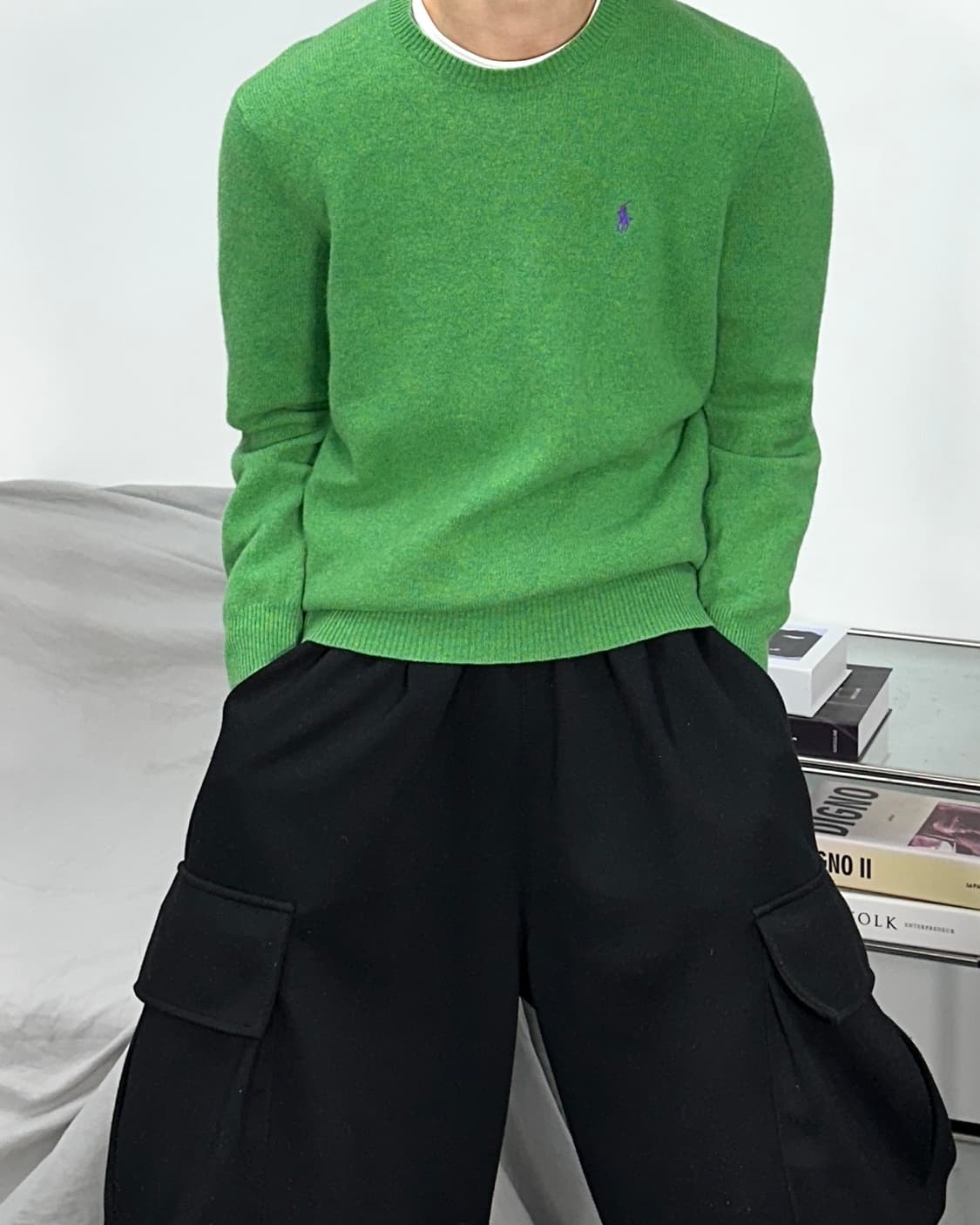 폴로 랄프로렌 퍼플포니 그린 울 니트 XL 상품이미지1