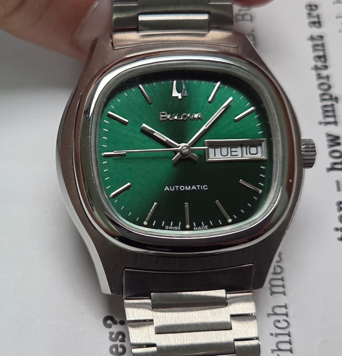 빈티지 부로바 터틀 데이데이트 올리브그린 뻐뻐시 브레이슬릿 ver. 상품이미지1