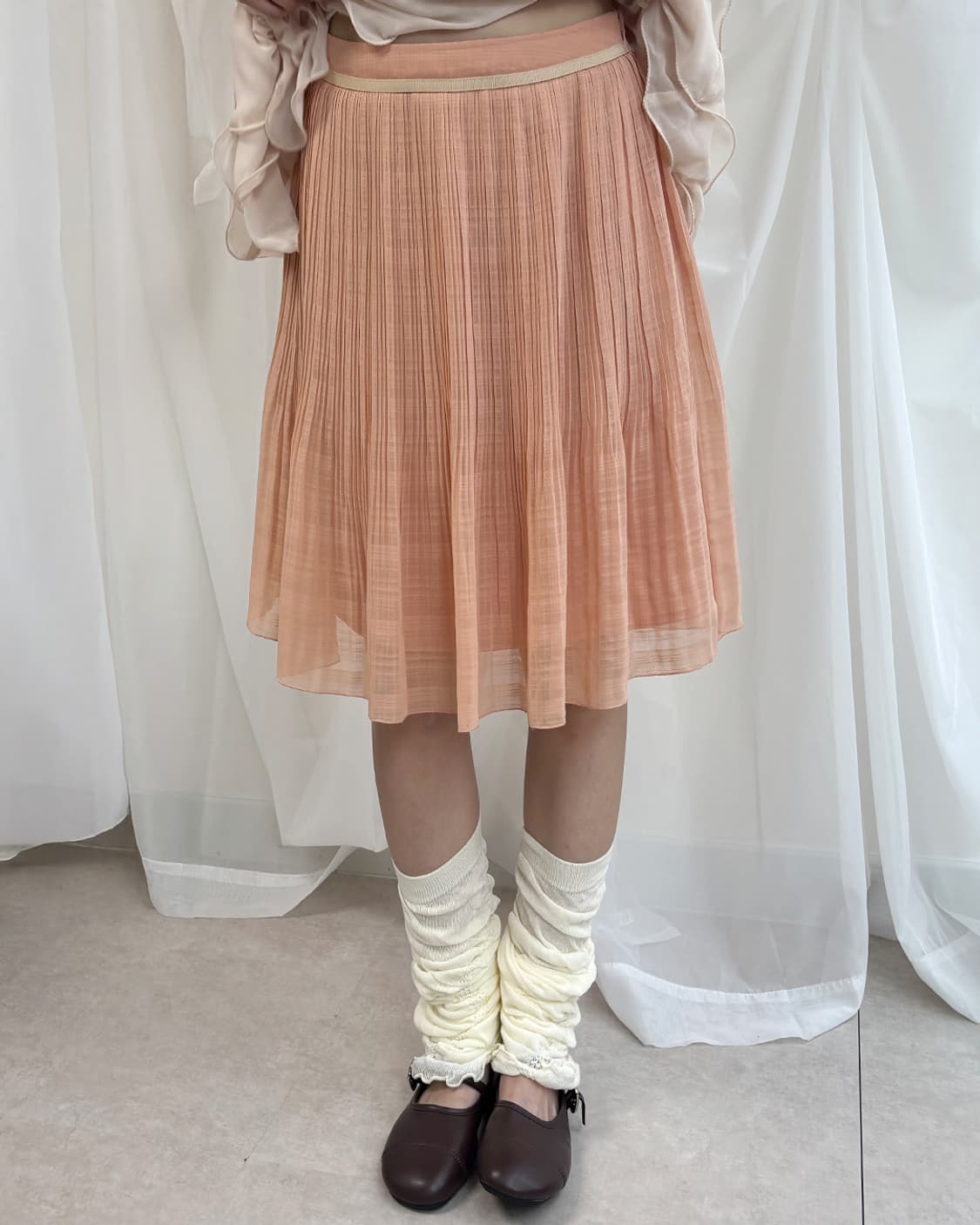SOUP blush veil pleats midi skirt 상품이미지1