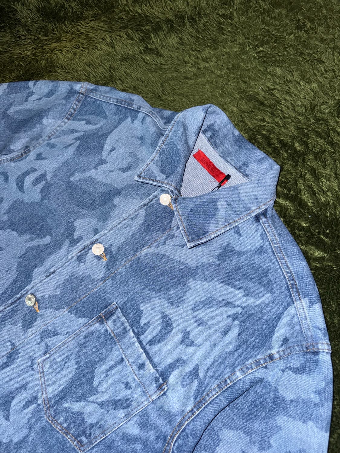 [M] KUSIKOHC 쿠시코크 플레임 그래픽 데님 하프 셔츠 상품이미지2