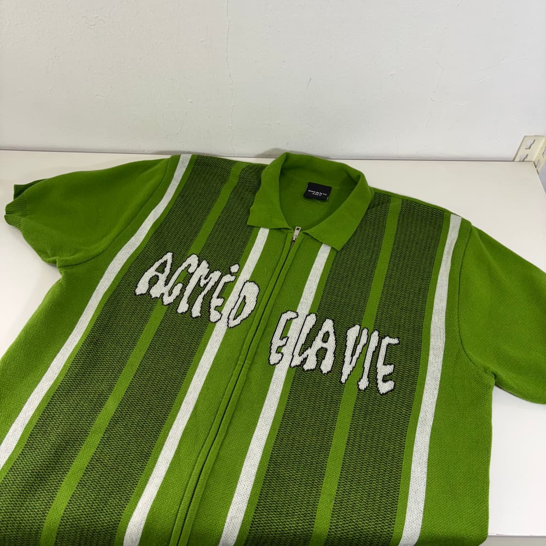 L-XL 2 아크매드라비 루즈오버핏 레터링 카라넥 니트자켓 상품이미지1