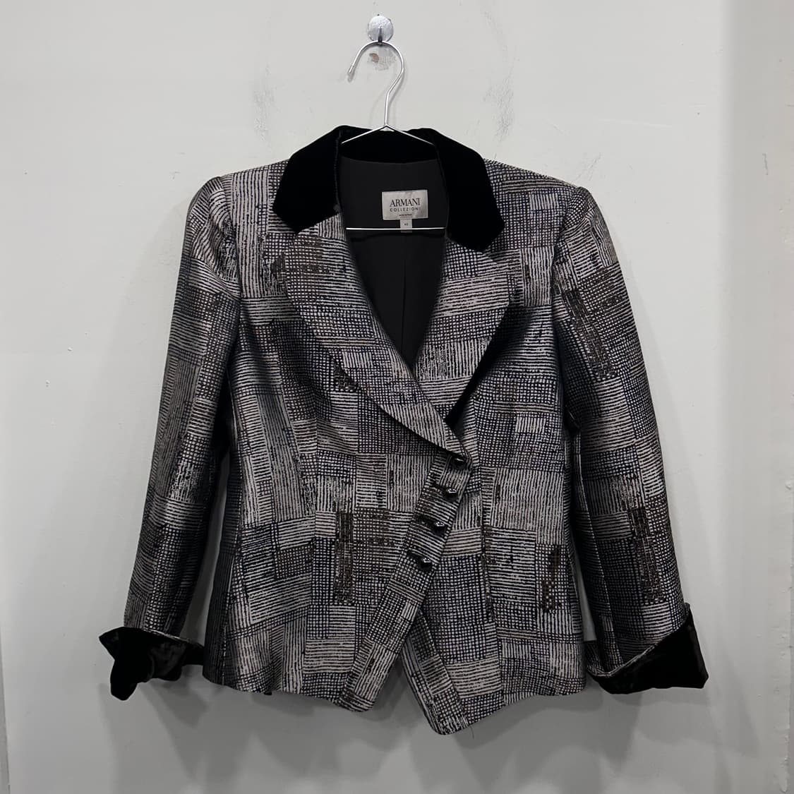 아르마니 꼴레지오니 자카드패턴 벨벳 블레이저 상품이미지2