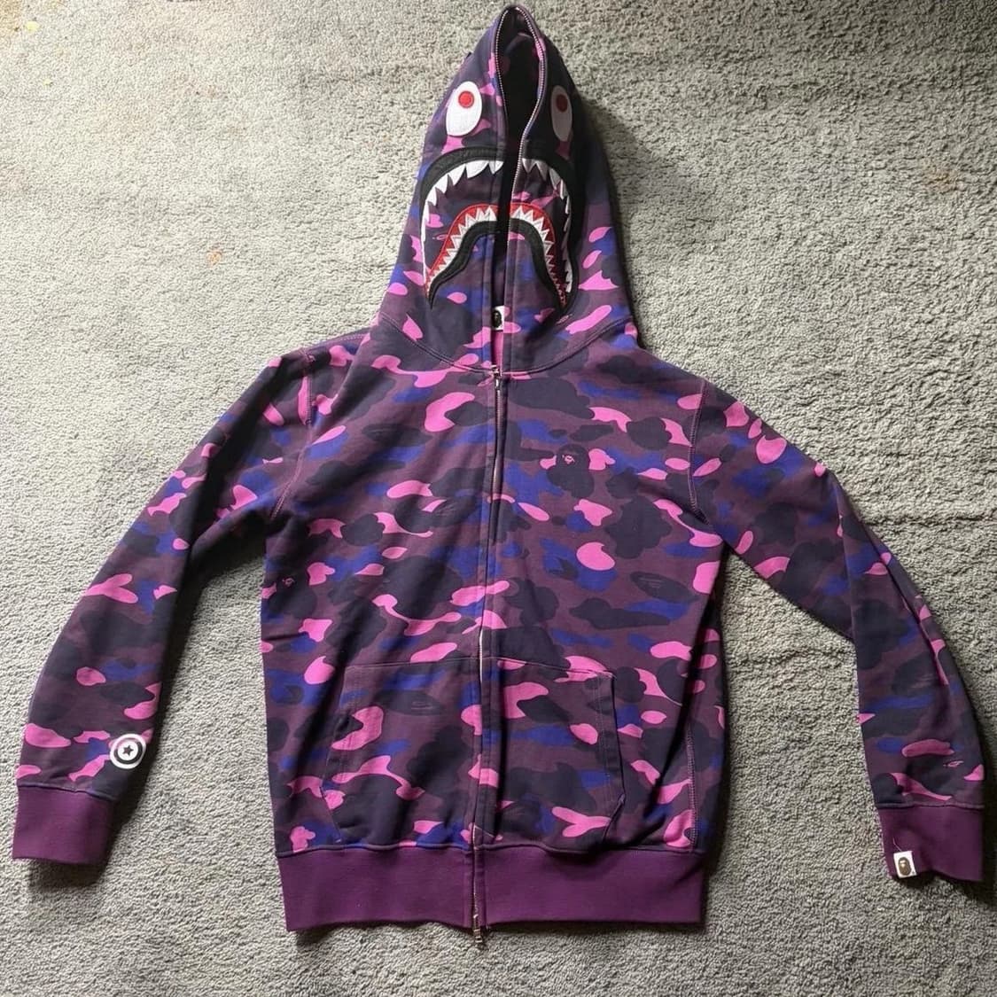 베이프 샤크 후드집업 퍼플 상품이미지1