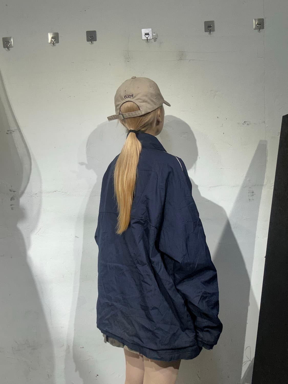 챔피온 네이비 오버핏 로고 바람막이 자켓 XL 상품이미지3