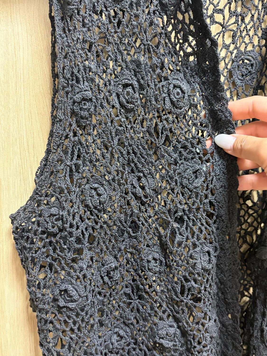 모리걸 꽃 크로셰 그물 베스트 가디건 하구미 스즈코 상품이미지3