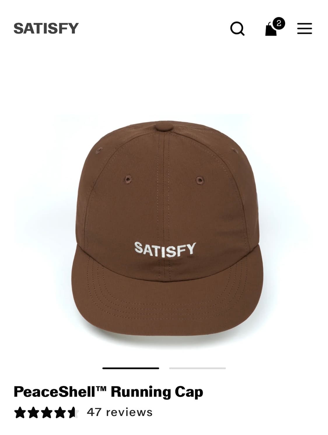 새티스파이 satisfy 피스쉘  러닝 캡 브라운 (새상품)  상품이미지1