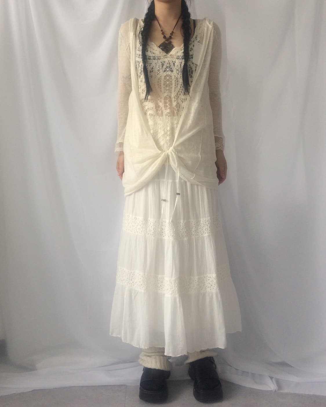 Lace layered point long skirt 상품이미지5