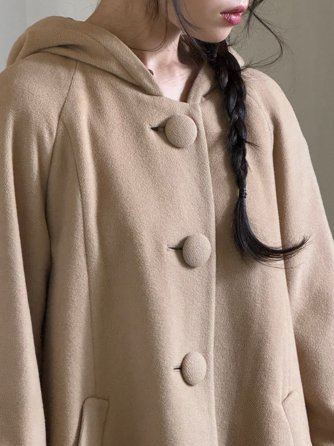 카멜 후드 하프 코트 상품이미지6