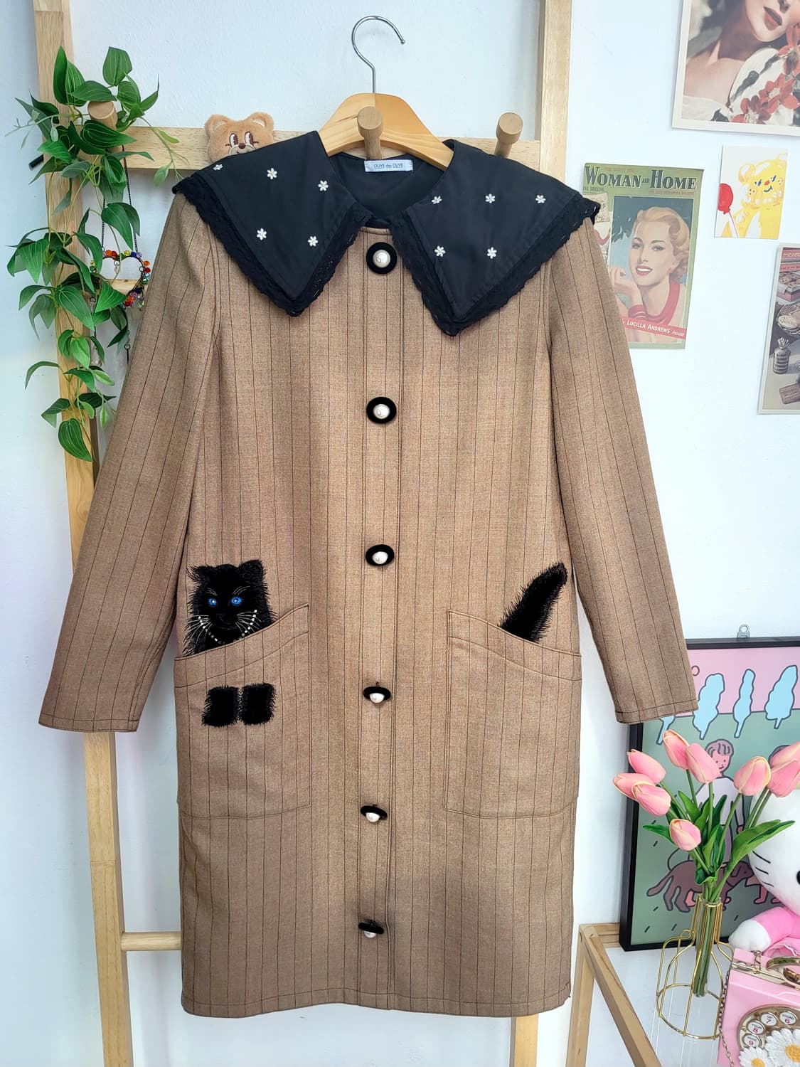 고양이 빈티지 원피스 고먐미 상품이미지1