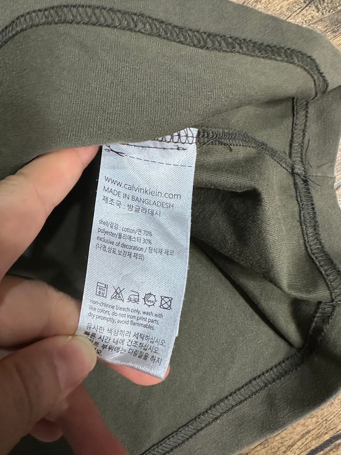 캘빈클라인(Calvin Klein) 포켓 롱슬리브 티셔츠 카키 긴팔 XL 상품이미지5