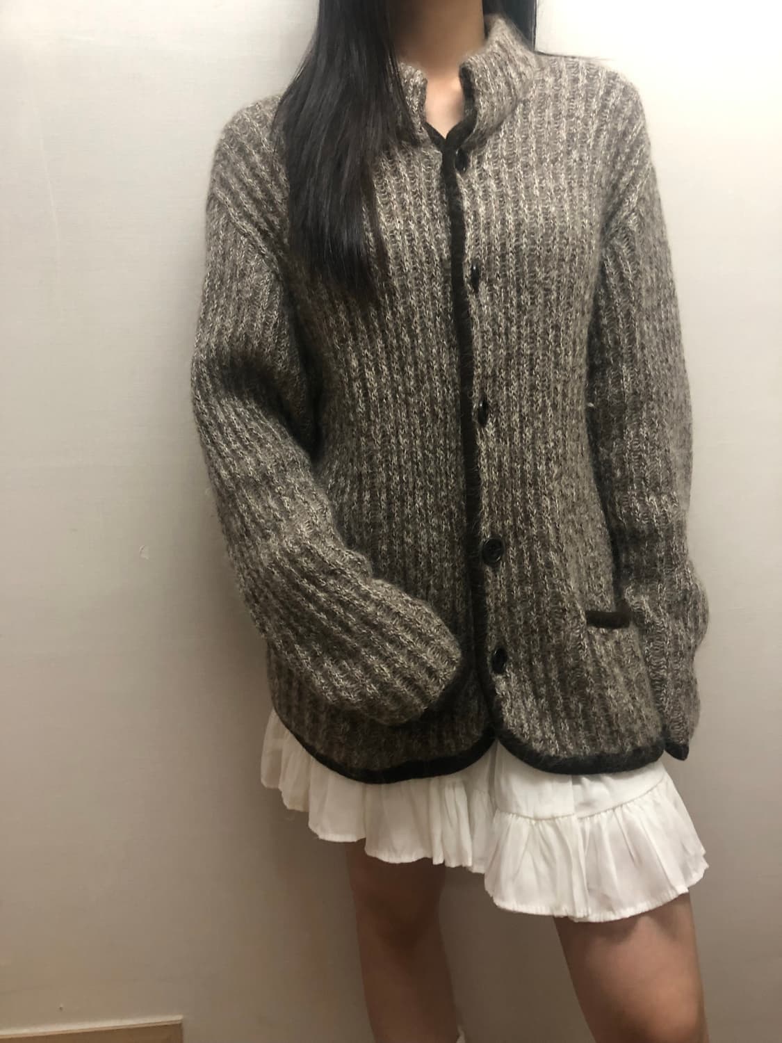 빈티지 그레이 울 니트집업 상품이미지3