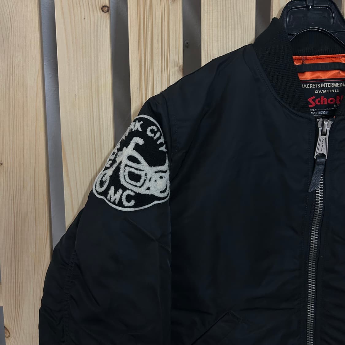 (S~M) Schott 쇼트 인터내셔널 블랙 봄버 자켓 상품이미지3