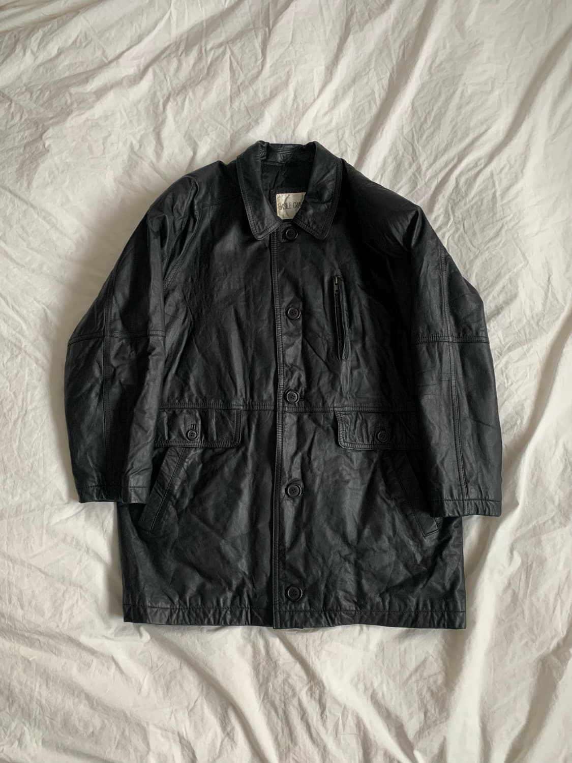 블랙 레더 코트 상품이미지1