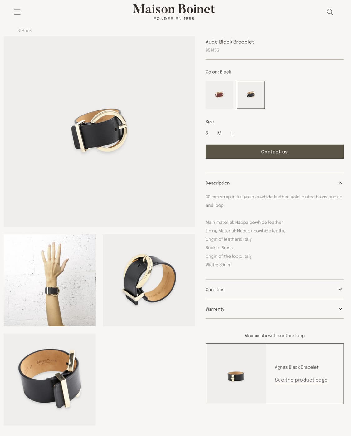 명품 MAISON BOINET 메종 보아네 프랑스제 소가죽 팔찌 상품이미지6