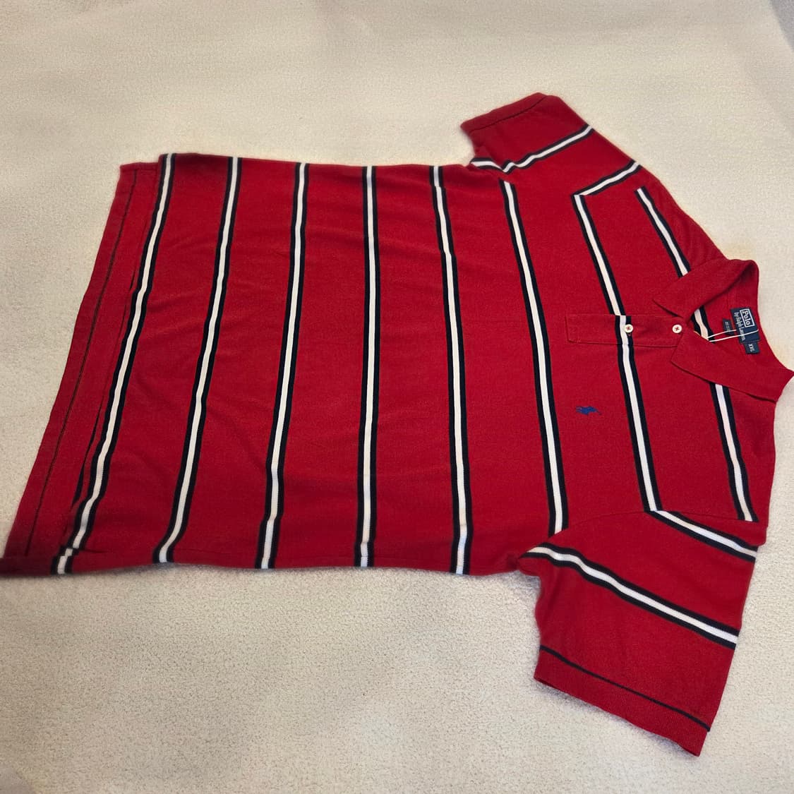  [XXL/오버핏] 폴로 랄프로렌 스트라이프 메시 폴로 셔츠 (Red) 상품이미지4