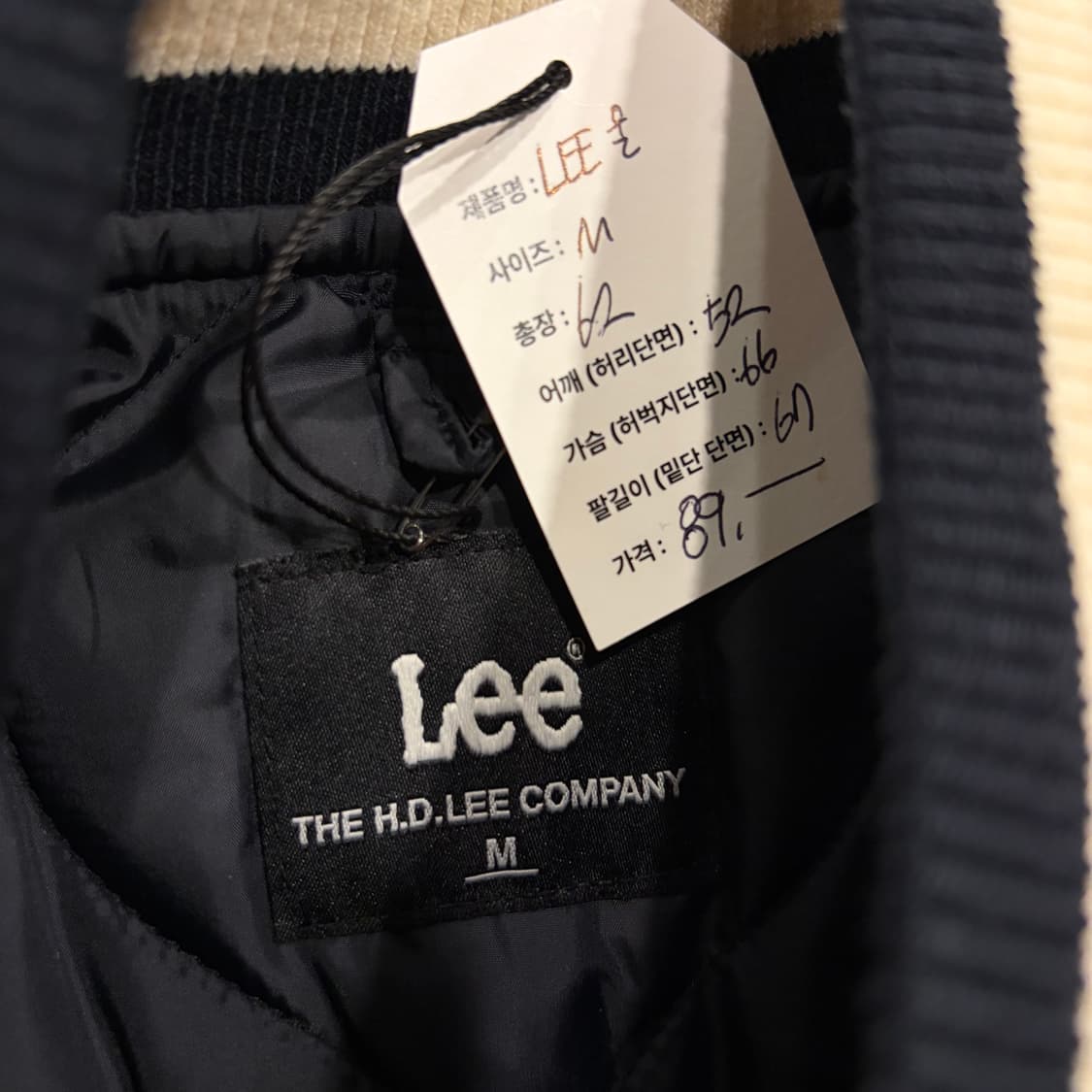 [M] Lee 리 블랙 레더 배색 스타디움 바시티 자켓 E48 상품이미지5