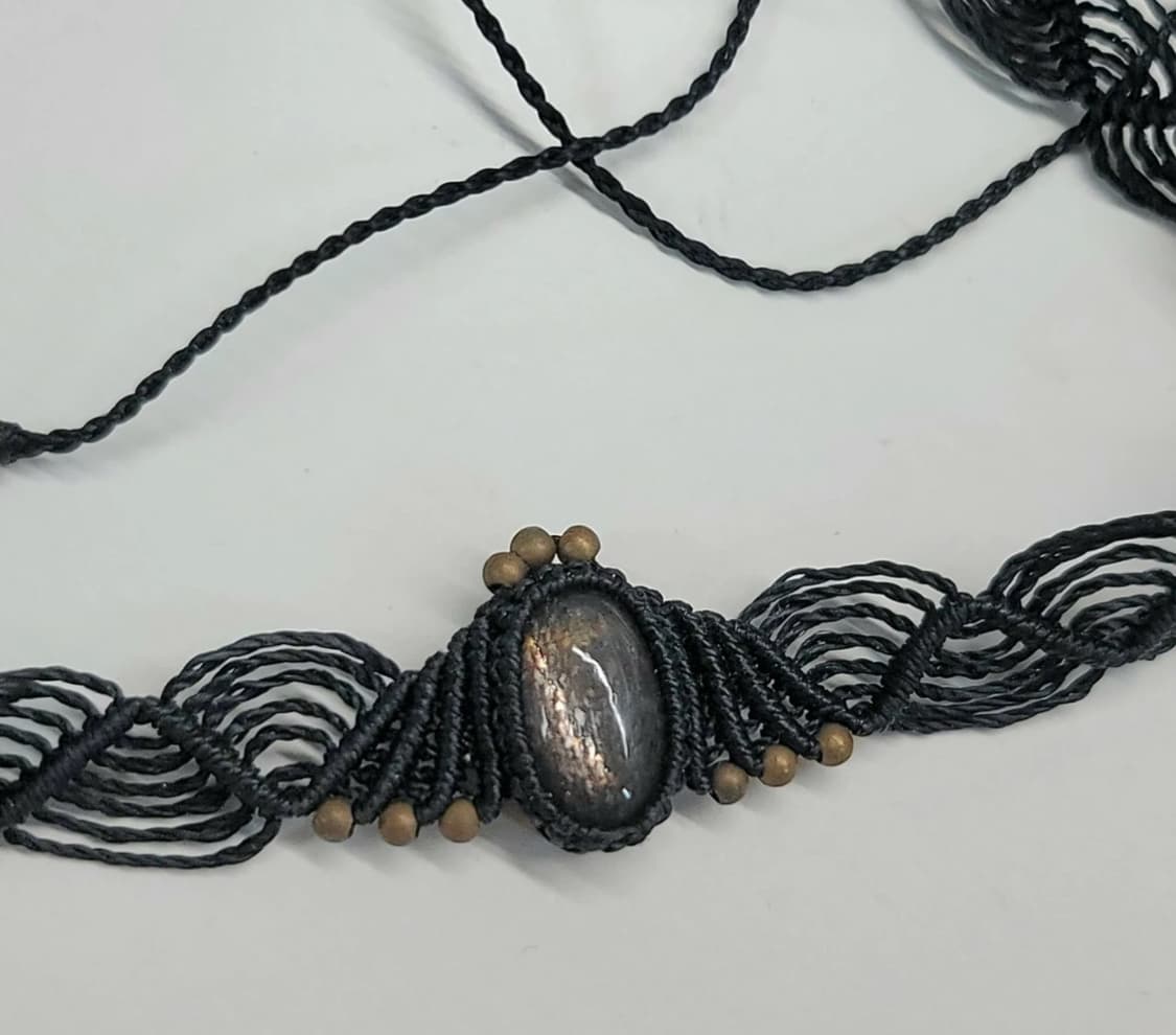 스모키 쿼츠(연수정) 마크라메 목걸이 초커 네크리스 블랙 상품이미지1