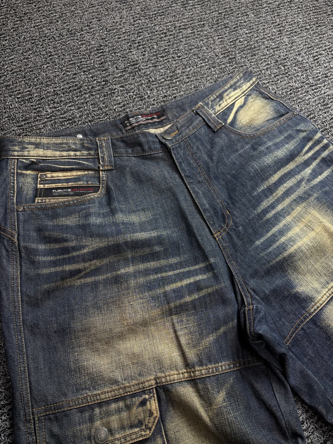 00s 후부 y2k 디테일 데저트 워싱 와이드핏 데님 팬츠 1658 상품이미지4