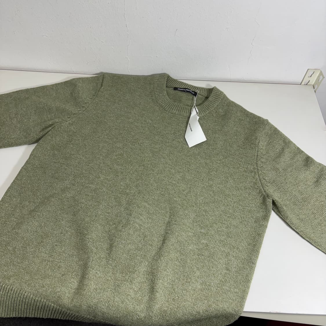 택달린새것 M 100 미니멀프로젝트 카키말차 루즈핏 라운드니트 상품이미지1