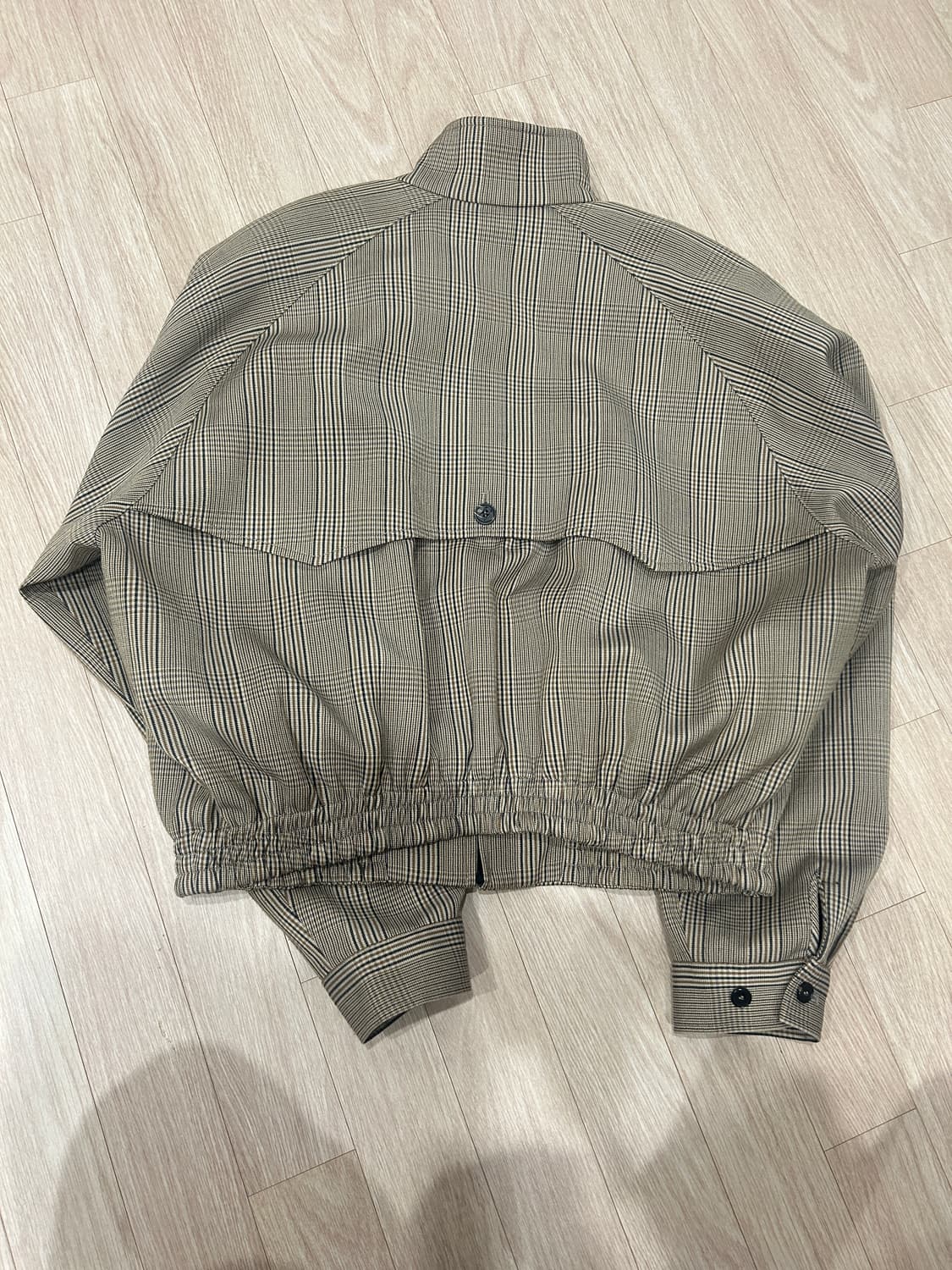 렉토 글렌체크 해링턴 숏 울 자켓 블루종 L 상품이미지6