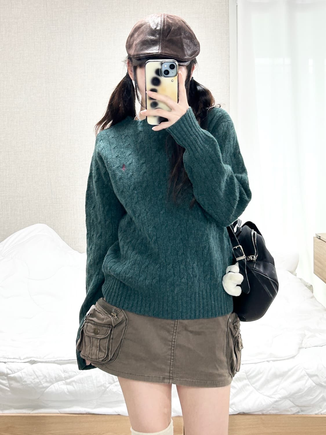 폴로 램스울 딥그린 케이블 니트 상품이미지5