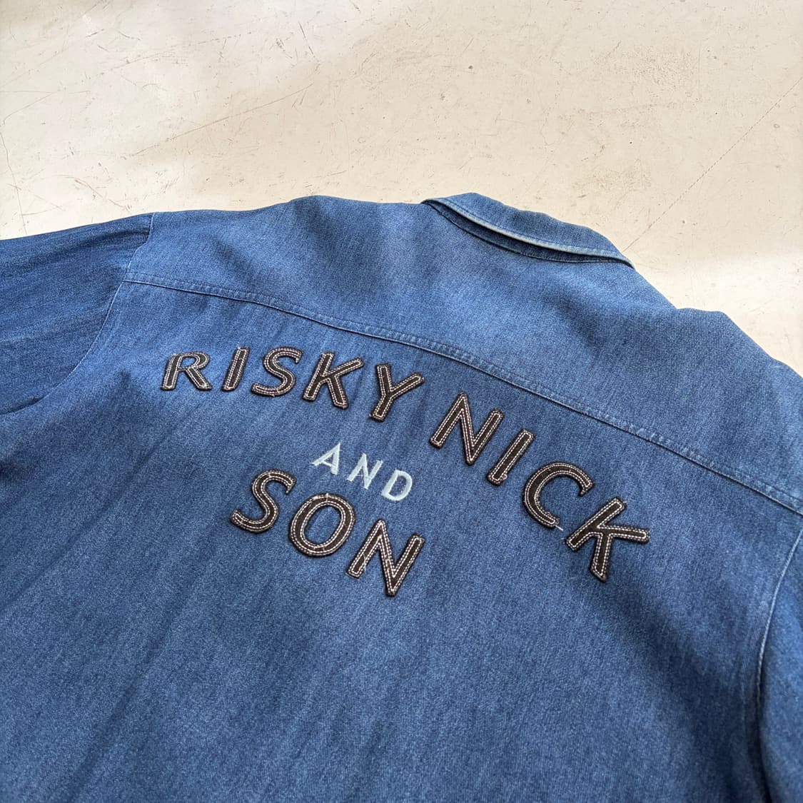90s Risky Nick 빈티지 자수 데님 집업자켓 XL 상품이미지9