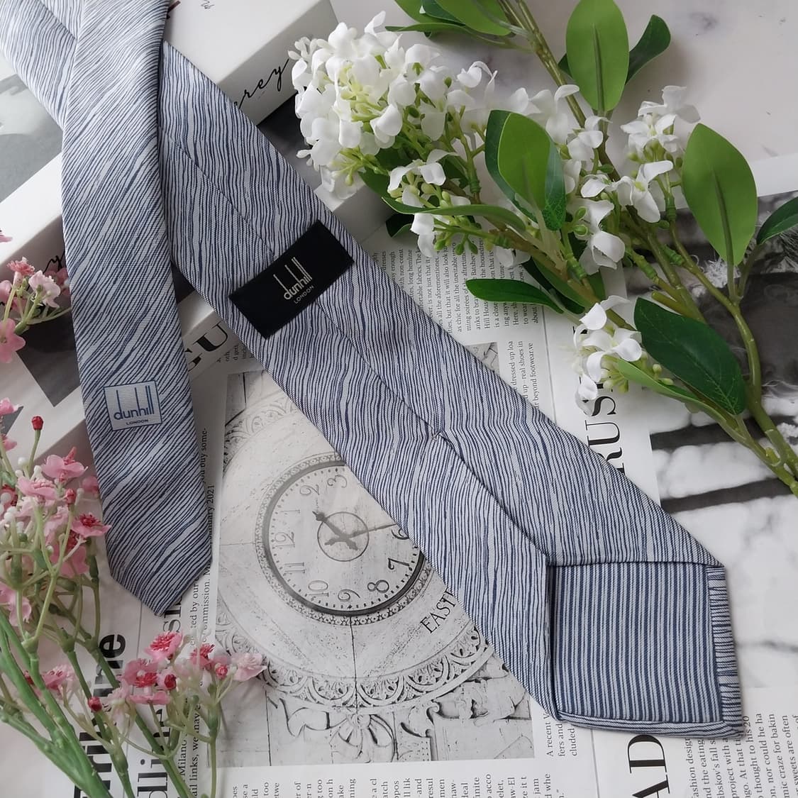 던힐 실크 스트라이프 텍스처 넥타이 7.8cm A+등급 K2027 상품이미지4