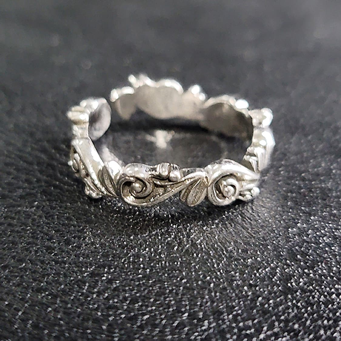 Rynel 백동 남자 엔틱 빈티지 명품 덩굴 꽃 식물 반지 상품이미지2