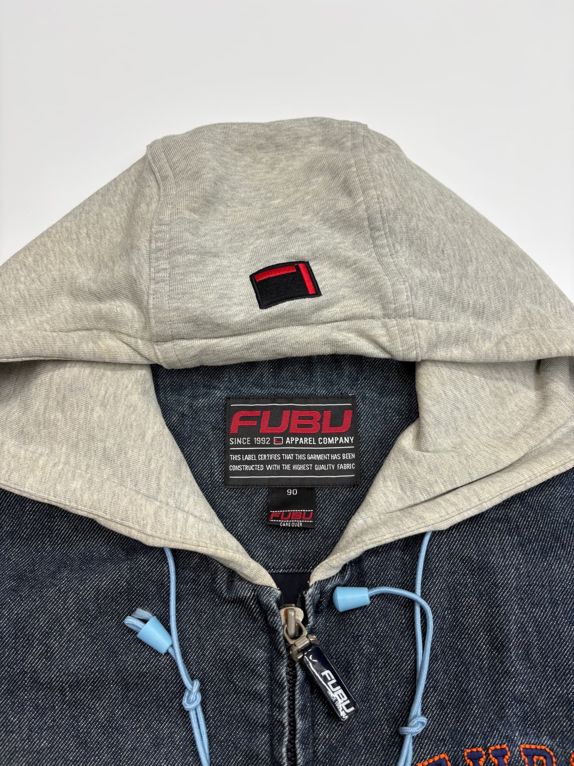 FUBU 후부  빈티지 데님 배색 후드 집업 자켓 상품이미지6