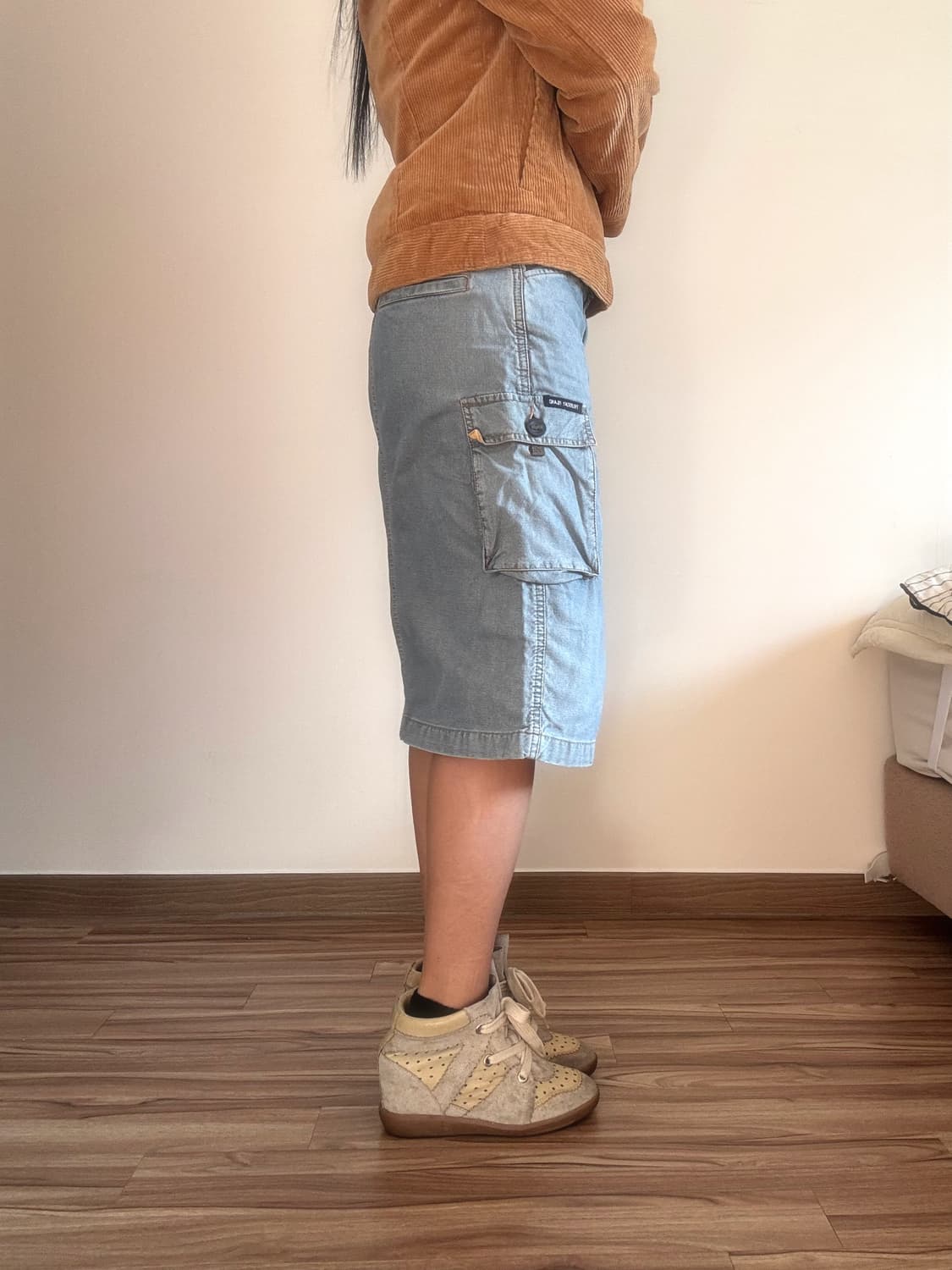 데님 카고 미디 스커트 상품이미지3