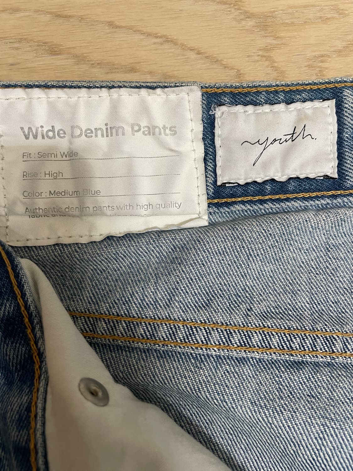 유스 와이드 데님팬츠 미디움 블루 상품이미지5