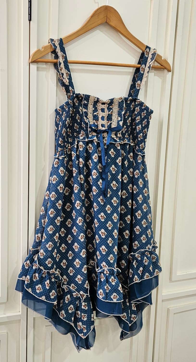 엑시즈팜 (axes femme) 플라워 패턴 레이스 끈 원피스 상품이미지2