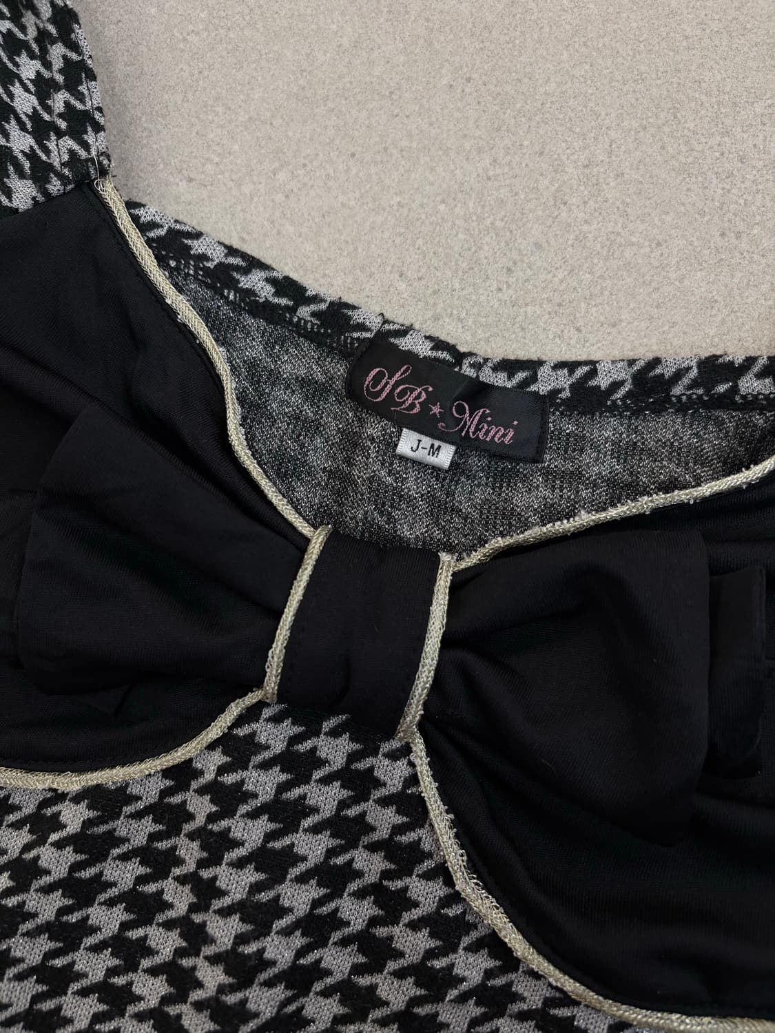 하운드체크 리본 원피스 상품이미지3