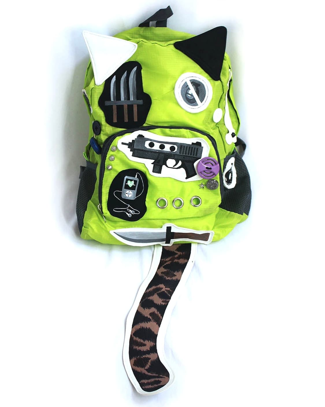 Neon GREEN Cat-Ear 2D drawn backpack 상품이미지1