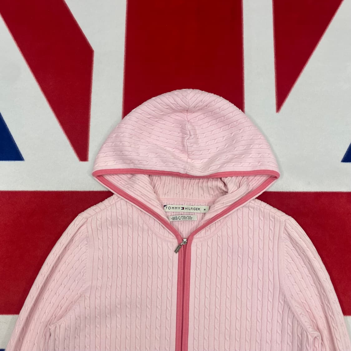 타미 핑크 니트 후드집업 여성M  상품이미지3