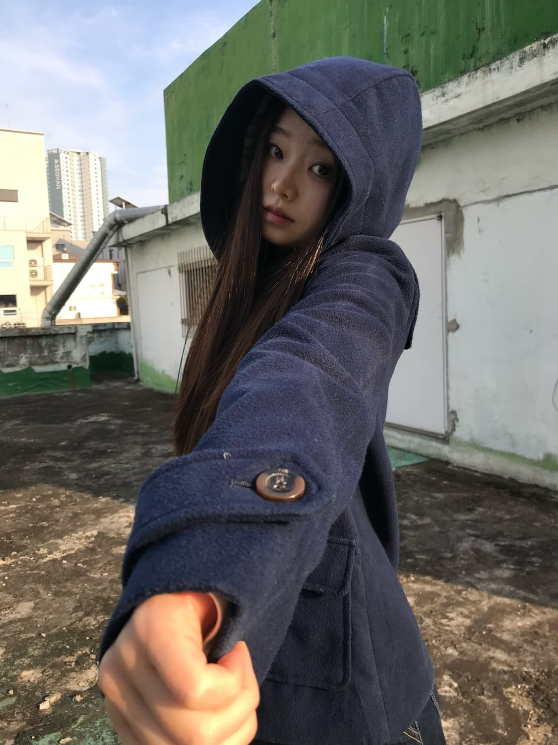 네이비 후디 떡볶이 코트  상품이미지3