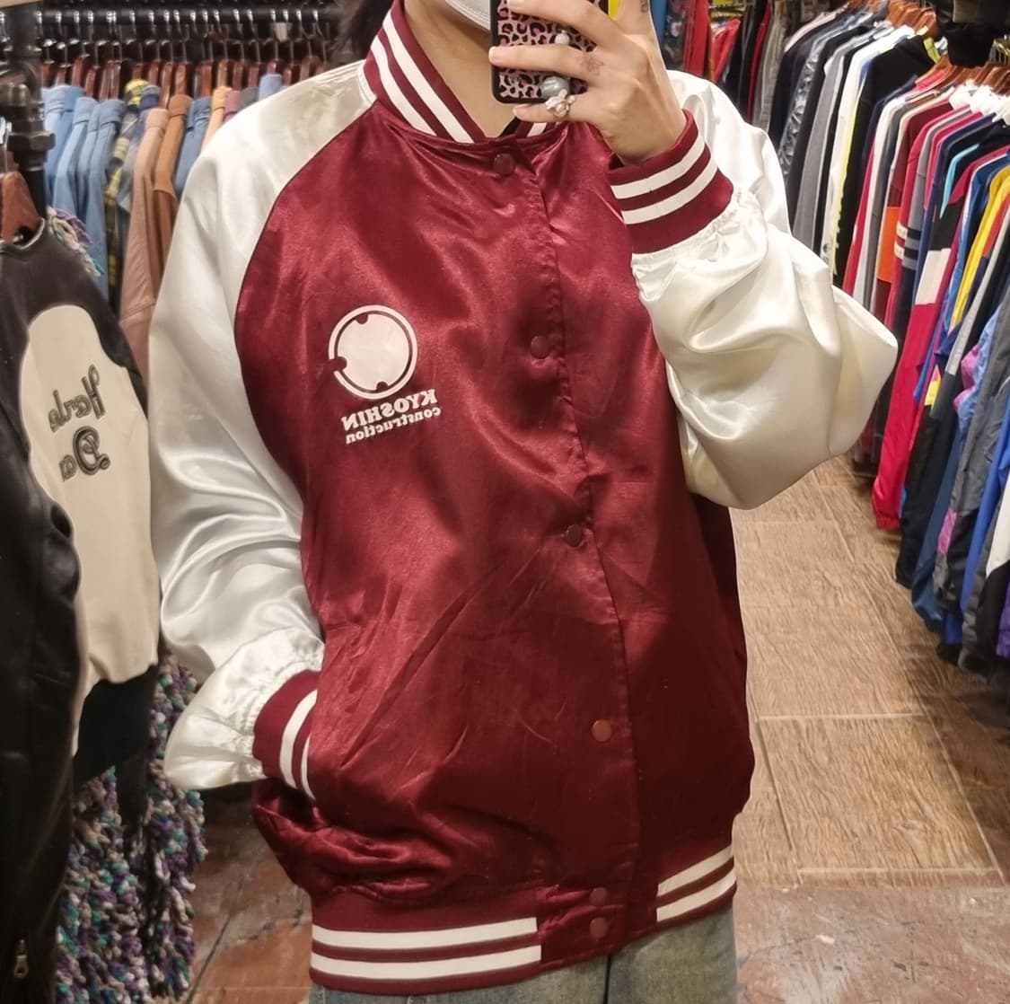 [Hi] vtg 빈티지 바시티 새틴 야구점퍼 버건디 상품이미지2