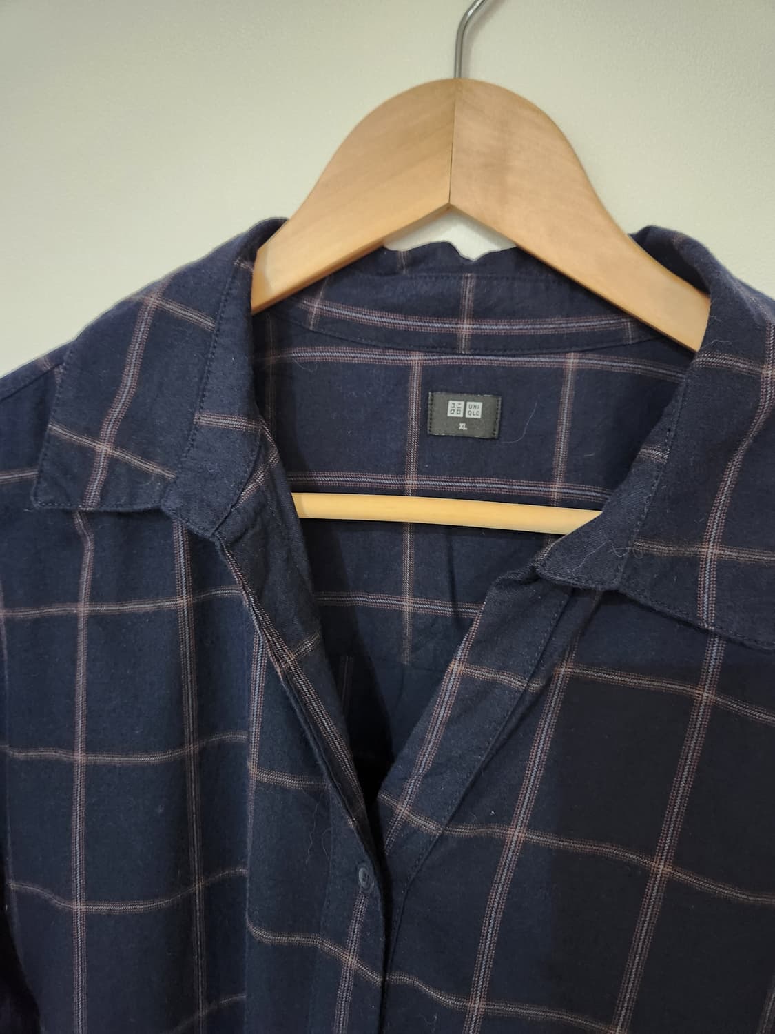 여자 유니클로 오버핏 체크 셔츠 XL 상품이미지3