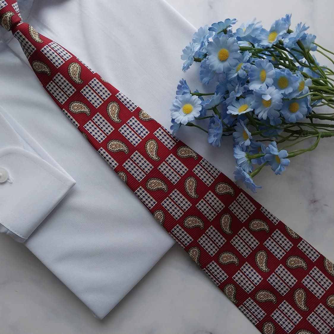 발망 실크 레드 페이즐리 패턴 넥타이 9.5cm A+등급 K1627
 상품이미지8