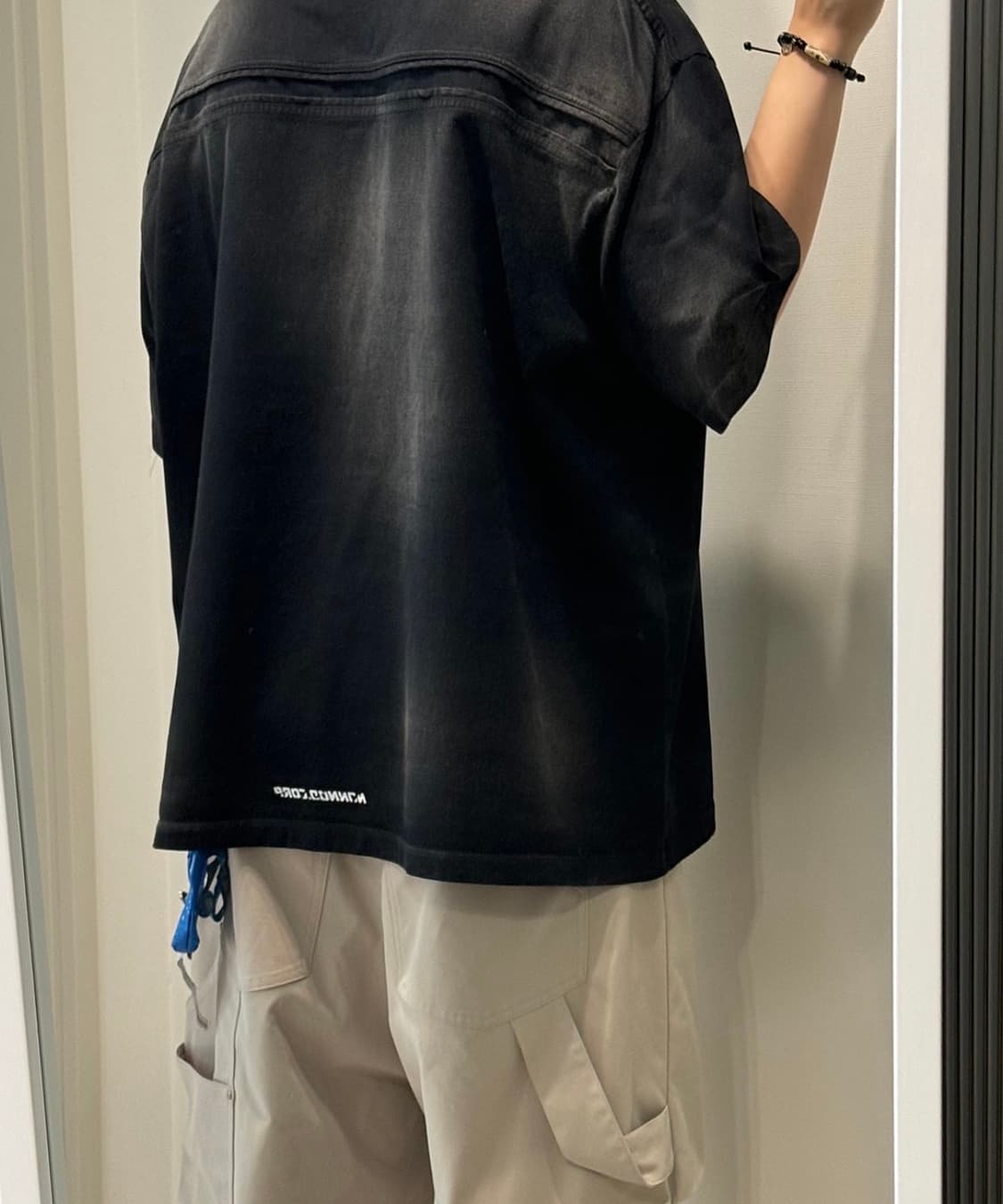 논노드 백디테일 티셔츠 워시드 블랙 + 레이어드 롱슬리브 상품이미지3