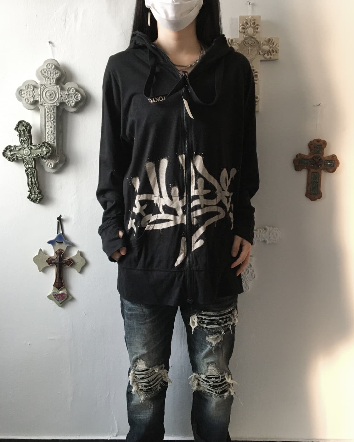 Lettering printing hood zip up 상품이미지8