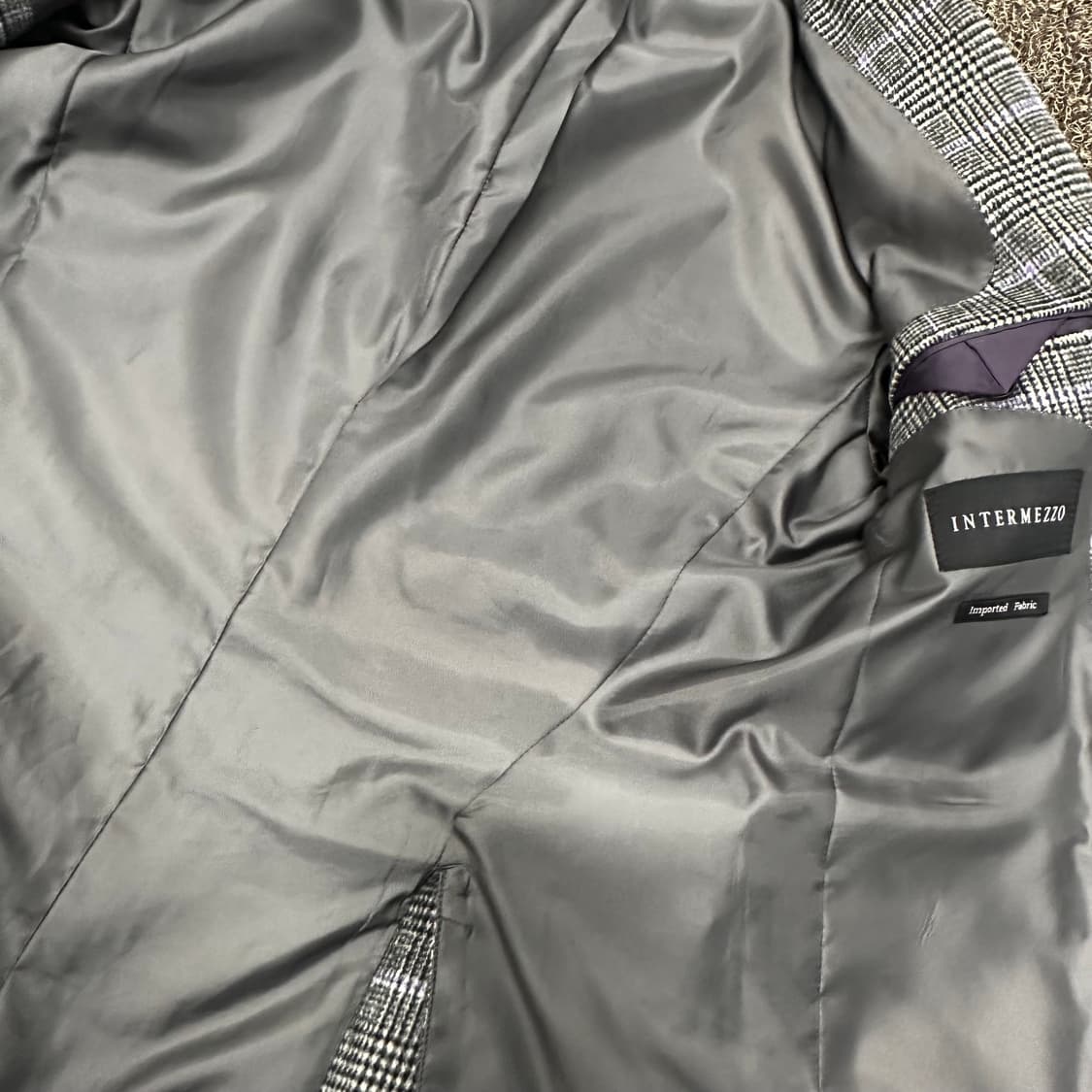 INTERMEZZO 인터메조 체크 블레이저 울 양가죽 정장 자켓 L 상품이미지7