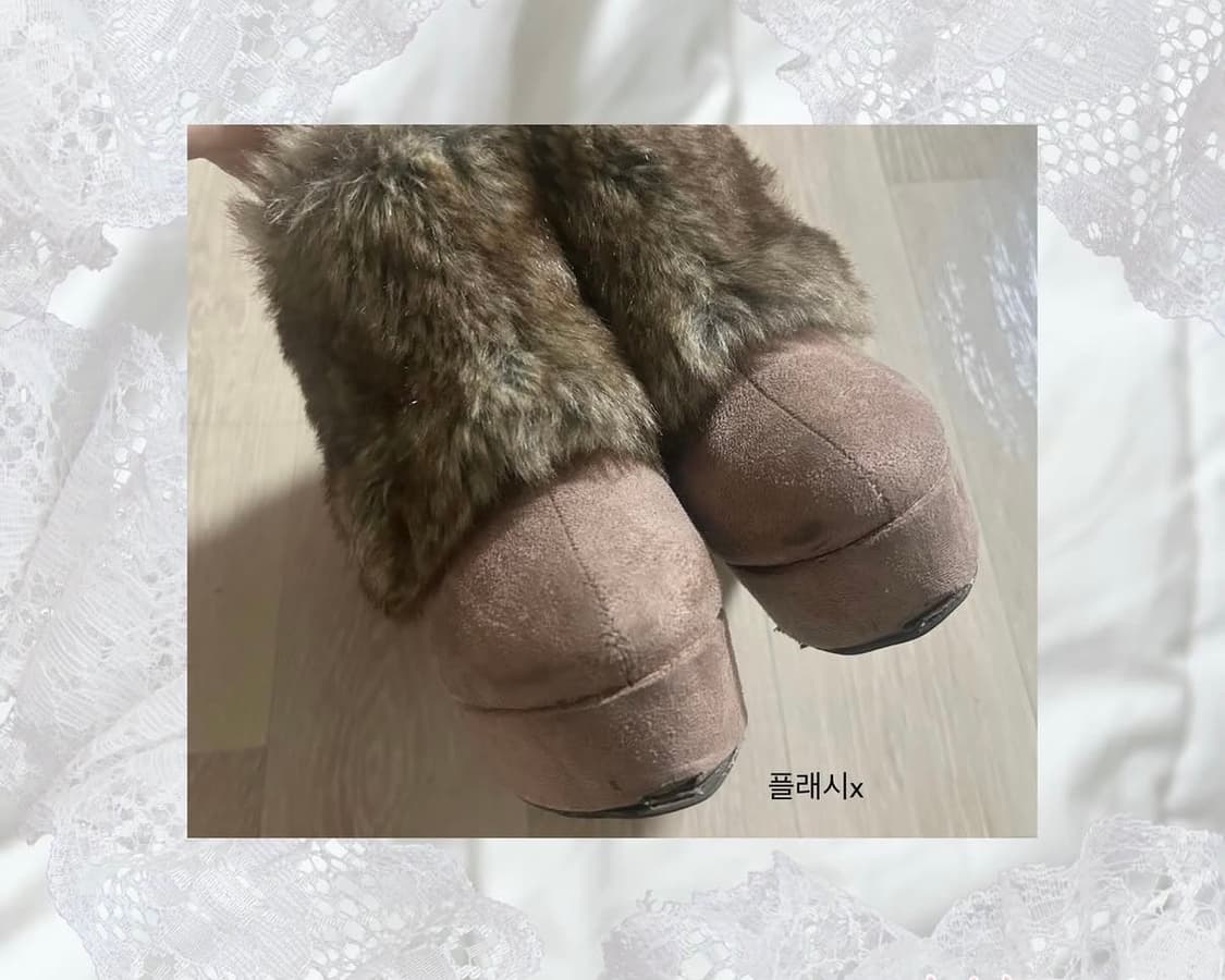 리즈리사 통굽 리본 퍼 부츠 240 상품이미지4