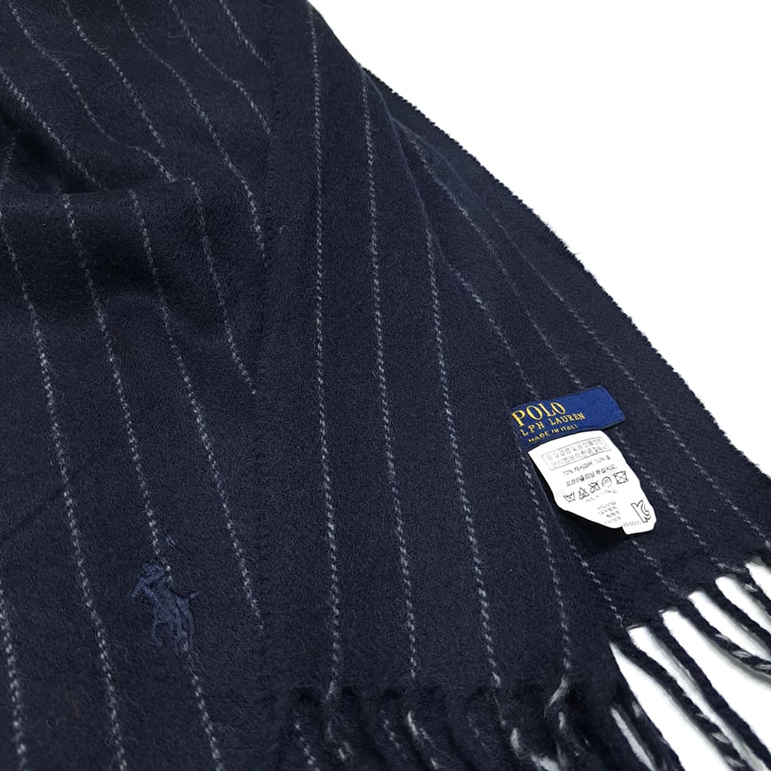 MX461 폴로 이태리판 캐시미어울 핀스트라이프 네이비 머플러 목도리 상품이미지6