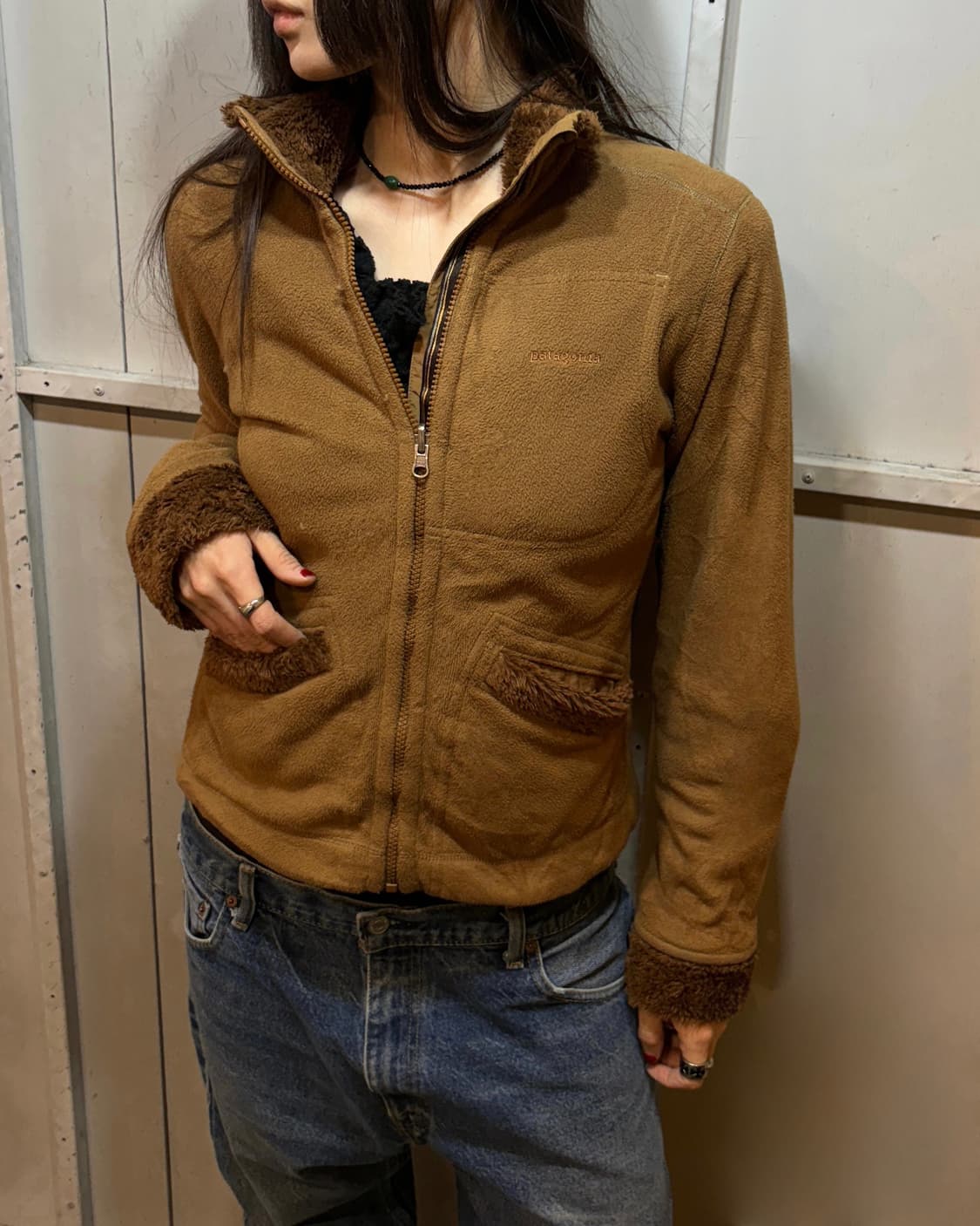90s PATAGONIA brown reversible fleece jk 상품이미지3