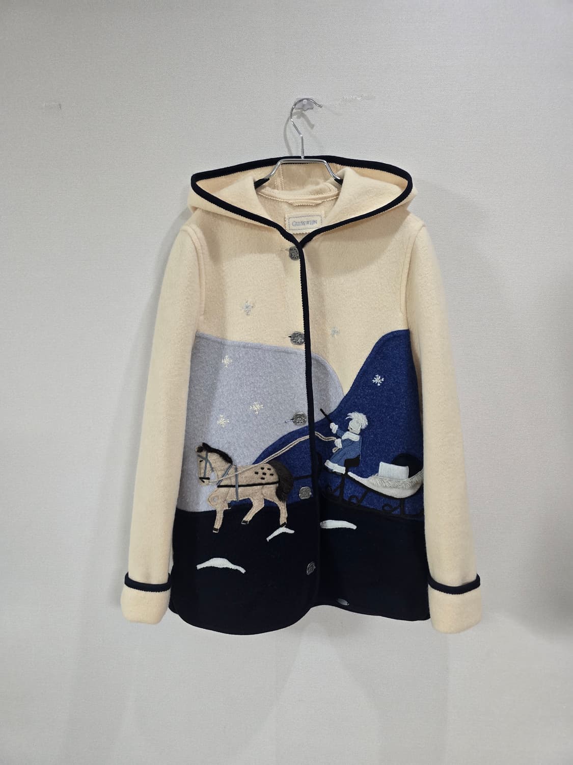 매장판 기스바인 아플리케 울니트집업 상품이미지1