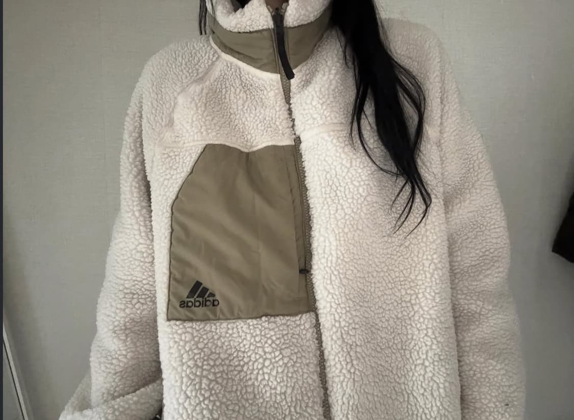 아디다스 카키 빅로고 리버시블 후리스 점퍼 상품이미지4