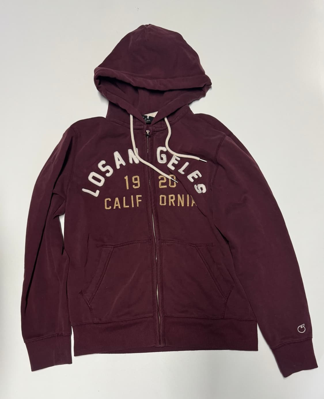 희귀! 공용 후아유 스펠아웃 기모 후드집업 버건디 L 상품이미지1