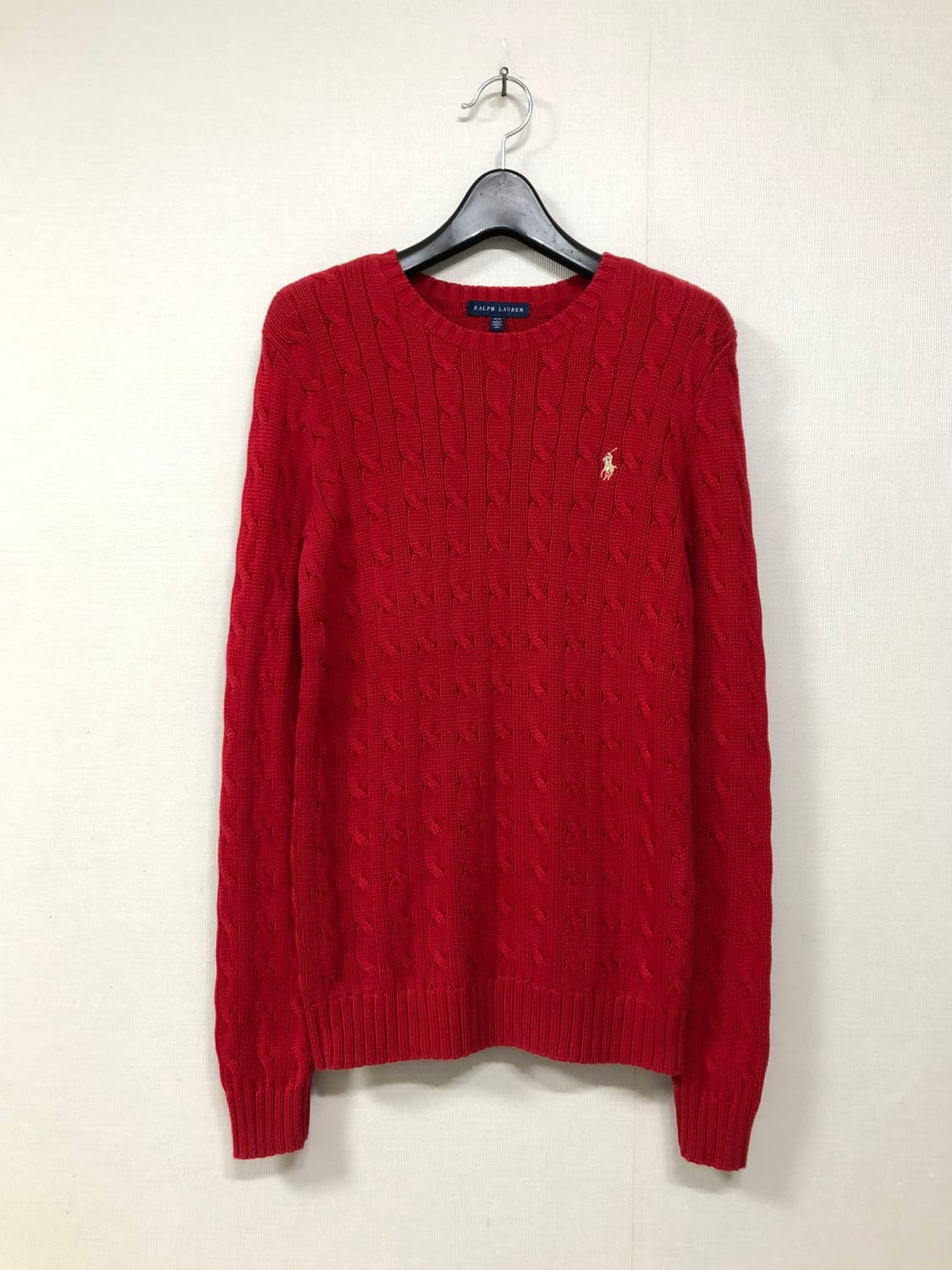랄프로렌 폴로 여성 슬림핏 딱붙핏 꽈배기 케이블 라운드넥 니트 M _ 레 상품이미지1